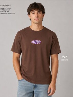 Playboy by PacSun Men's Graphic T-Shirt - Brown
- Size Large